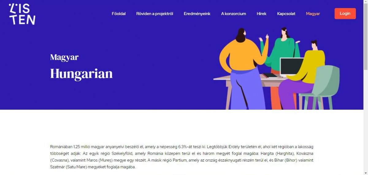 A Listen projekt honlapjának romániai magyar kisebbséget bemutató oldala •  Fotó: Krónika