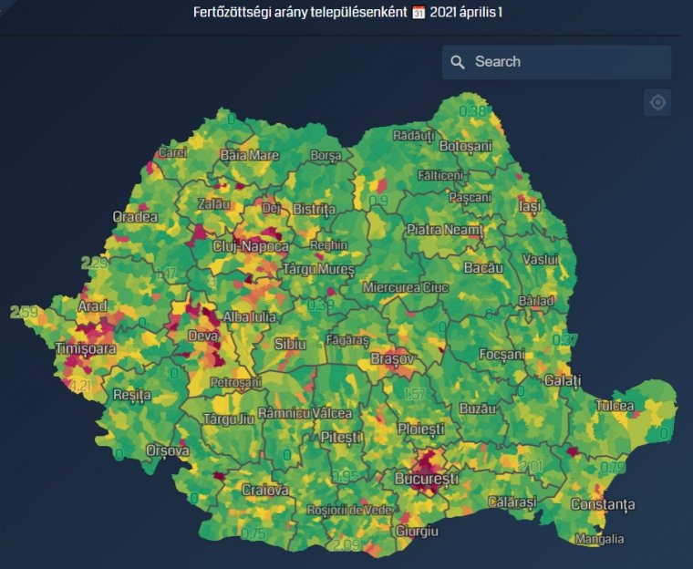 Településekre lebontva követhető a fertőzöttségi ráta a BBTE magyar oktatóinak interaktív térképén