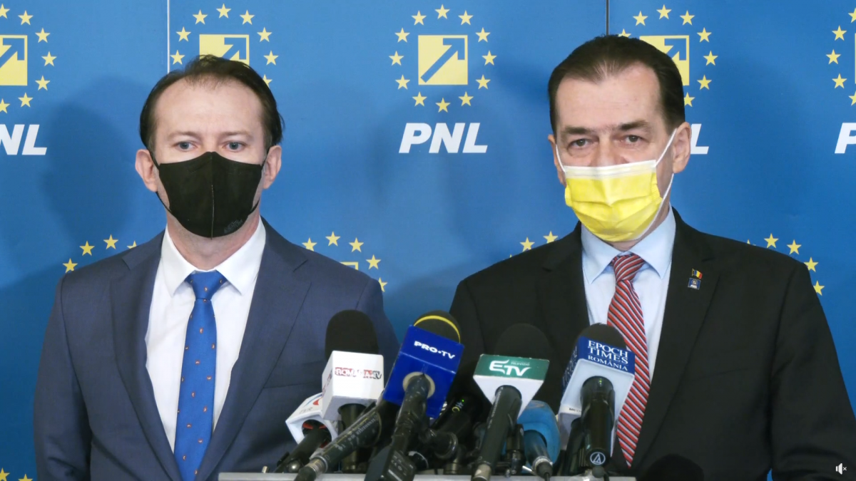 Vetélytársak: Florin Cîțu és Ludovic Orban •  Fotó: Képernyőfelvétel
