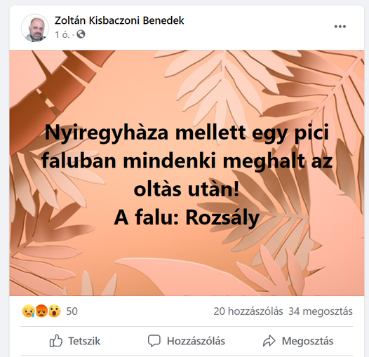 Felháborodtak a rozsályiak, miután azt terjesztették róluk, hogy egytől egyig belehaltak az oltásba