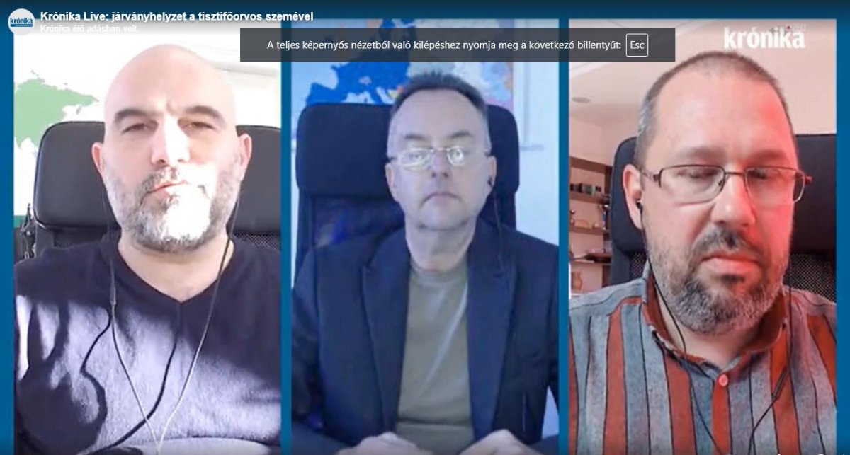 A meghívottal Rostás Szabolcs, Pataky István és Rédai Attila kollégánk beszélgetett •  Fotó: Képernyőmentés