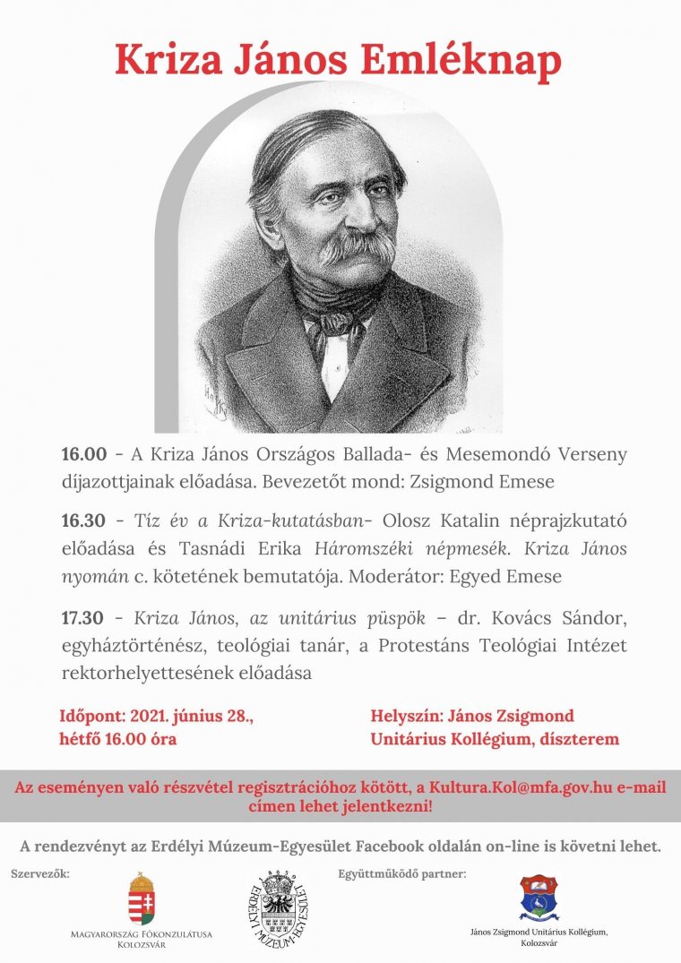 Könyvbemutatóval, ballada- és mesemondással emlékeznek Kriza János születésének 210. évfordulójára Kolozsváron