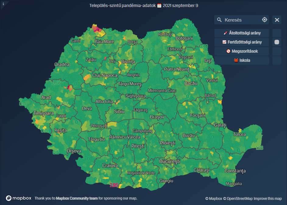 A BBTE közgazdászai frissítették azinteraktív térképet, amely az iskolakezdés és oktatás módját mutatja minden romániai településre. •  Fotó: BBTE