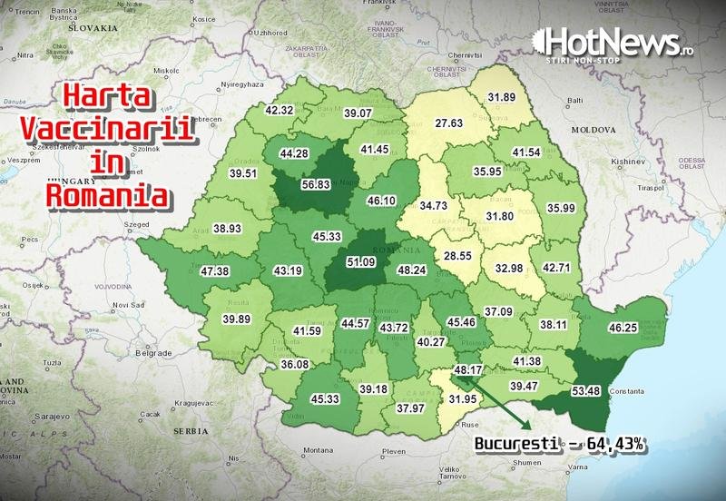 Minél halványabb a térképen, annál alacsonyabb az átoltottság az illető megyében •  Fotó: Forrás: Hotnews