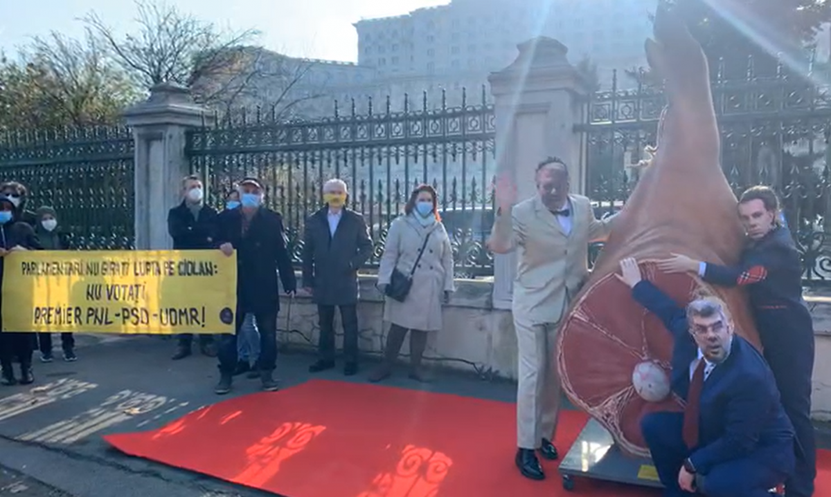 A Declic szerdai tüntetése a parlament előtt •  Fotó: Videófelvétel