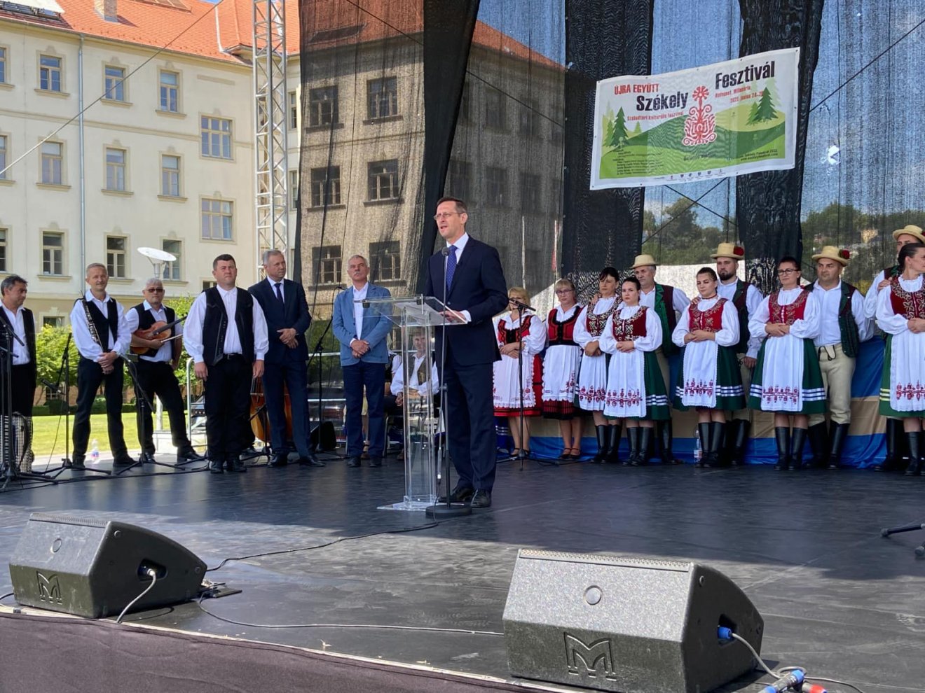 Varga Mihály a megnyitón: a Székely Fesztivál egyfajta „barométer”, amely jelzi, mennyire élő az anyaország és Székelyföld kapcsolata •  Fotó: Facebook/Tamás Sándor