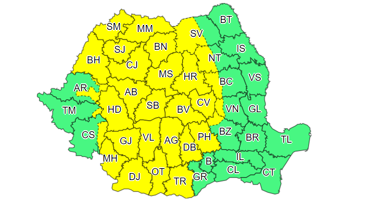 Az ország nyugati, déli és keleti részének alacsonyan fekvő vidékein a hétvégén kitart a hőség •  Fotó: Meteoromania.ro