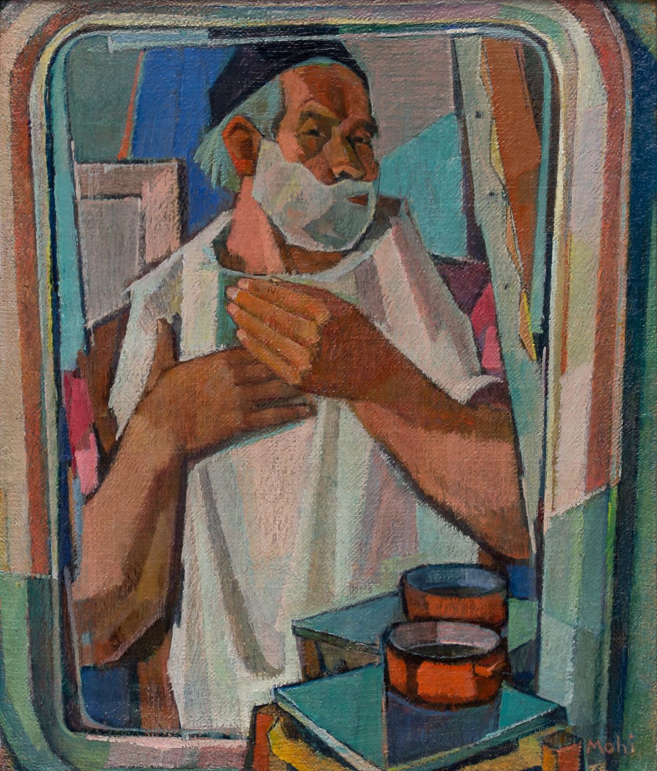 Mohy Sándor: Borotválkozó önarckép, 1957. (az olajkép a Sapientia Alapítvány tulajdona) •  Fotó: EMŰK