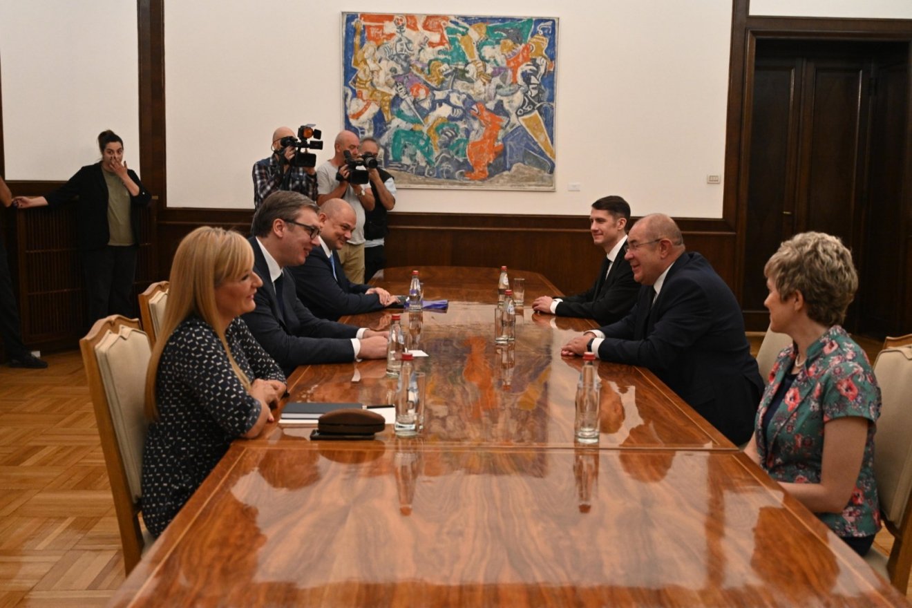 Pásztor István pártelnök pénteken Belgrádban tárgyalást folytatott Aleksandar Vucic szerb államfővel •  Fotó: Facebook/Pásztor István