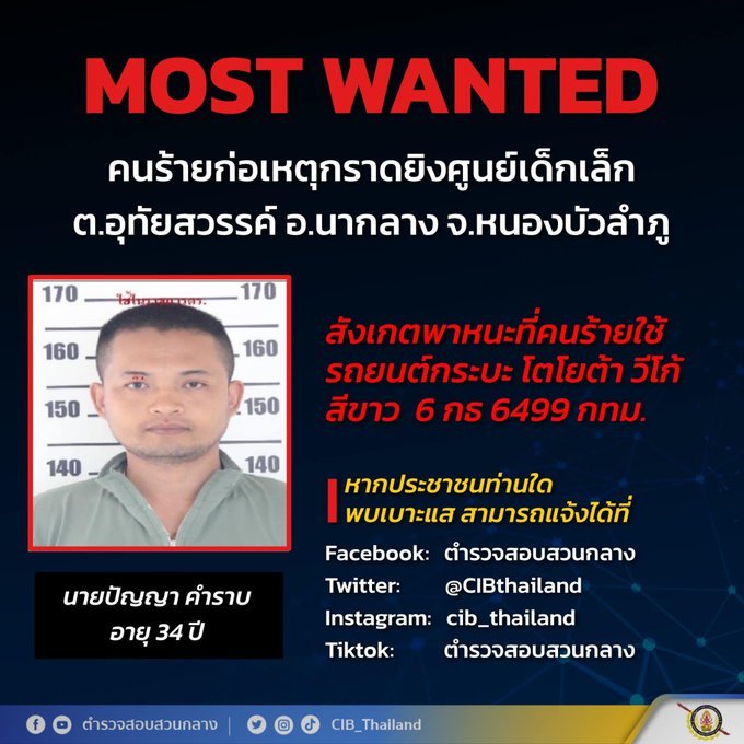 Az ámokfutóról közzétett fénykép •  Fotó: Thaiföldi rendőrség