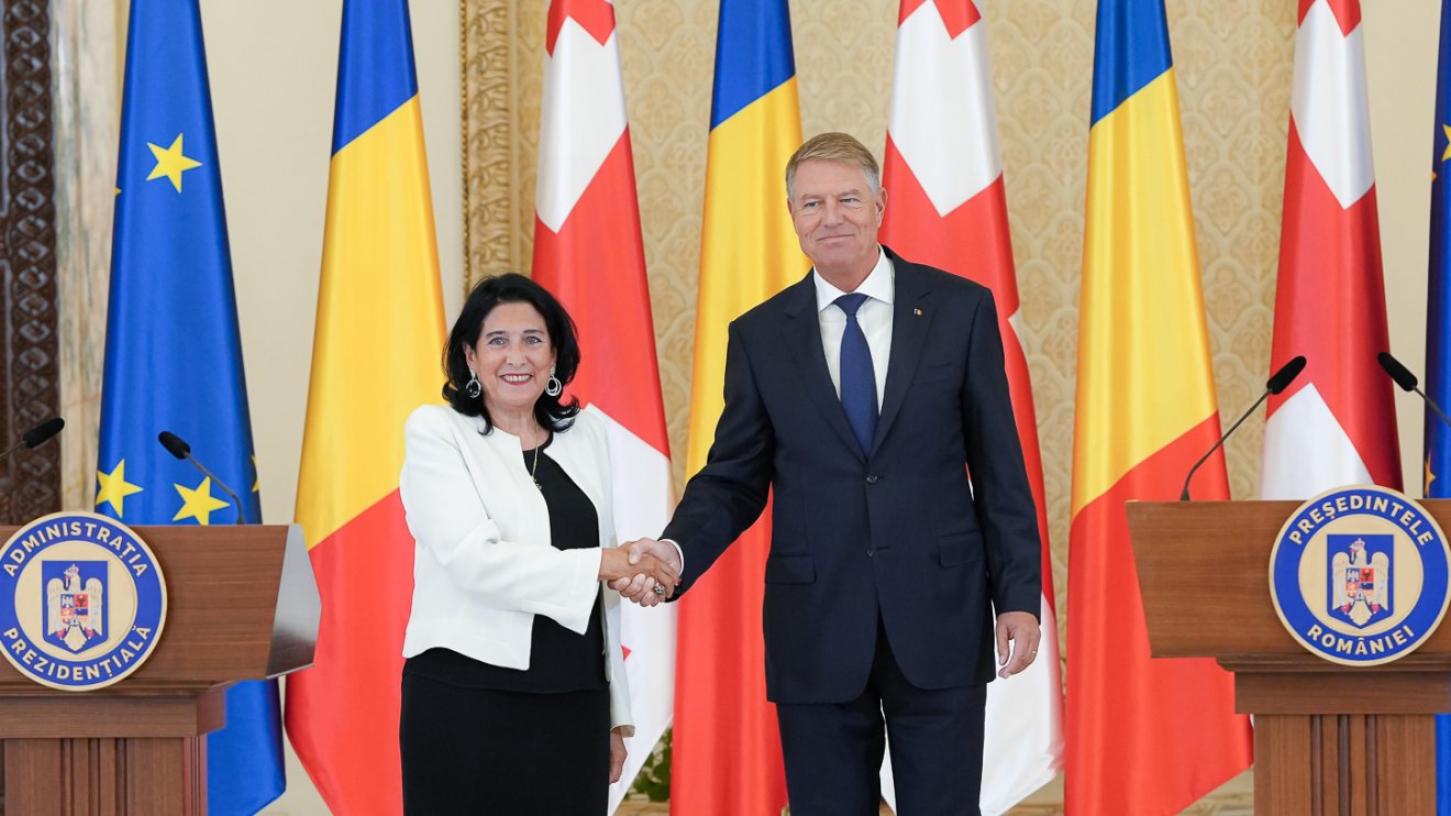 Szalome Zurabisvili grúz elnök Klaus Iohannis elnökkel •  Fotó: presidency.ro