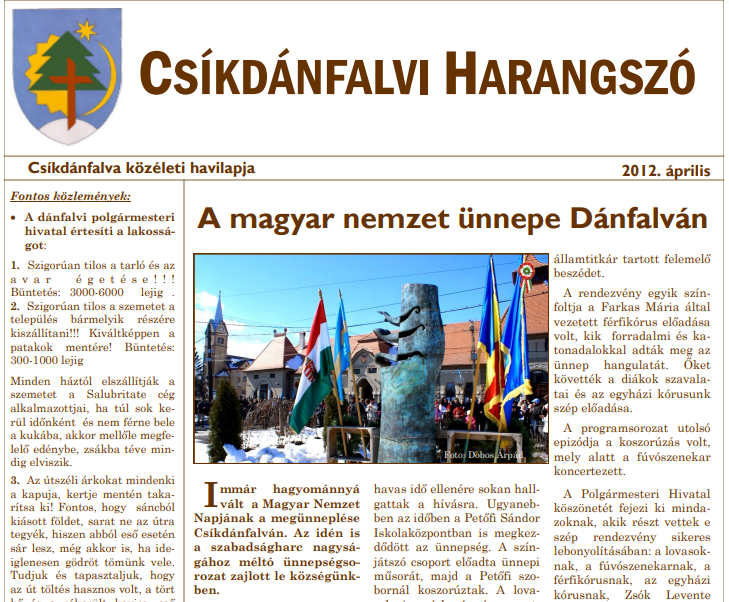 Újra megvizsgáltatja a bíróság, diszkriminál-e a civilek szerkesztette Csíkdánfalvi Harangszó