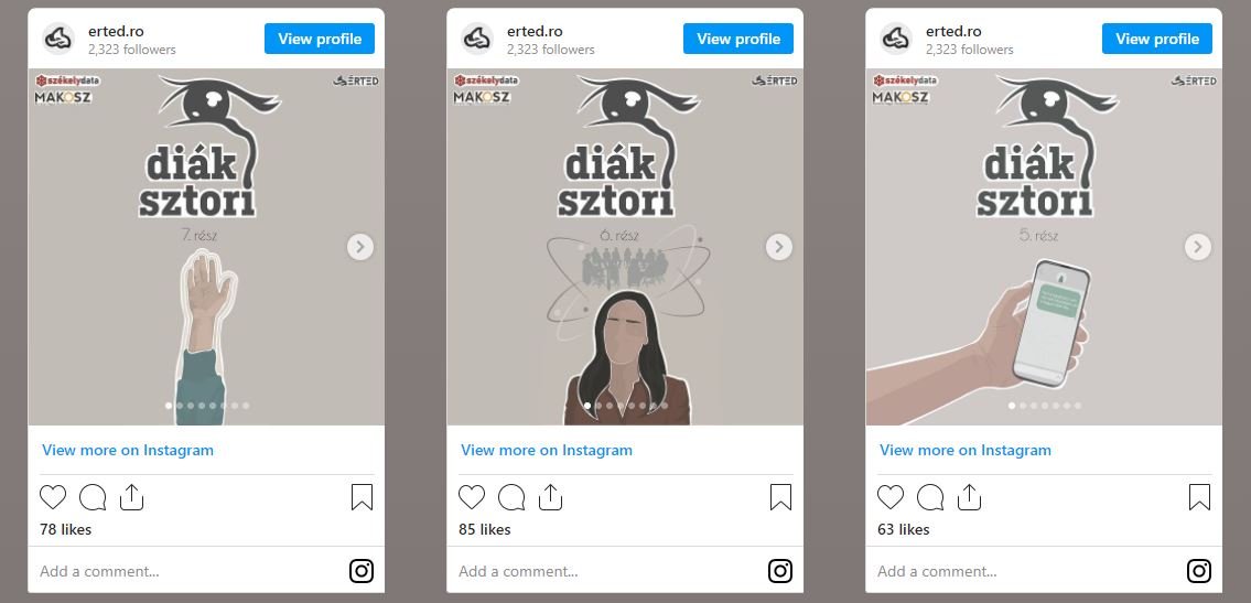 Az első fázisban Dósa Boglárka által illusztrált képregényeket posztoltak a közösségi médiára •  Fotó: Simó Helga