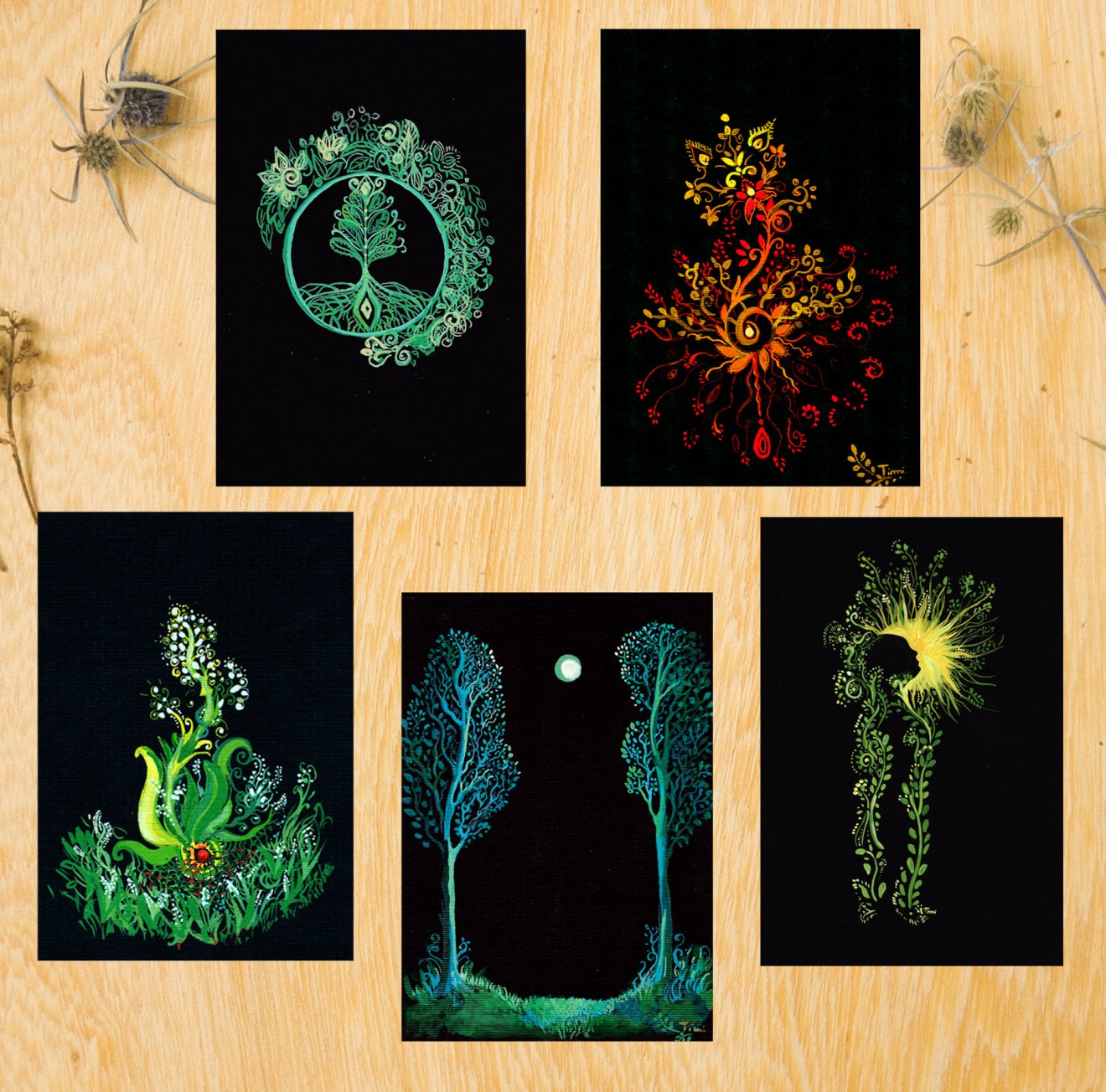 A természet sokszínűségéből inspirálódva készíti egyedi kivitelezésű képeslapjait és könyvjelzőit Székely Tímea •  Fotó: Facebook/Thyme