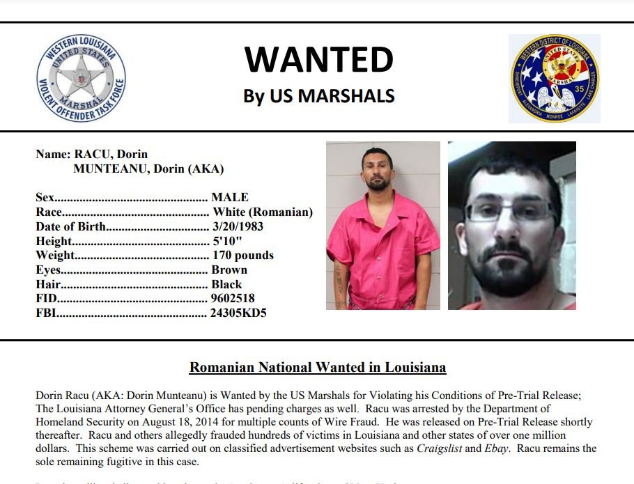 Részlet az amerikaiak által kiadott körözésből •  Fotó: Usmarshals.gov