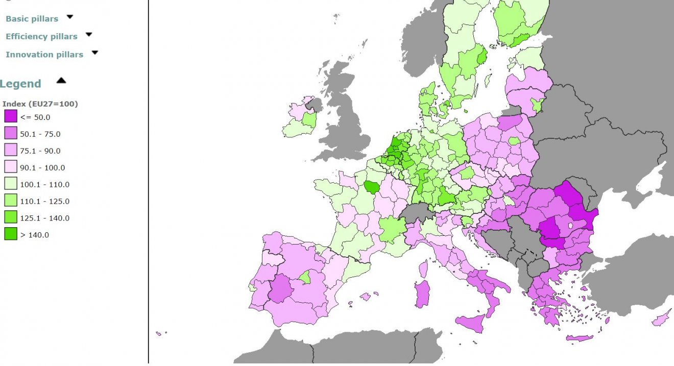 Versenyképesség az EU-ban: minél zöldebb, annál jobb, minél lilább, annál rosszabb •  Fotó: Európai Bizottság/képernyőmentés