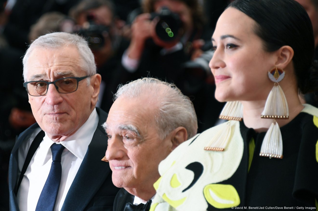 Robert De Niro, Martin Scorsese és Lily Gladstone a cannes-i filmfesztivál vörös szőnyegén •  Fotó: Cannes-i filmfesztivál/Facebook