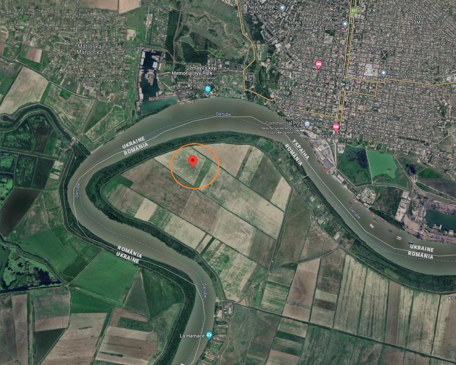 A GeoConfirmed szakemberei által megjelölt becsapódási hely •  Fotó: Twitter/GeoConfirmed