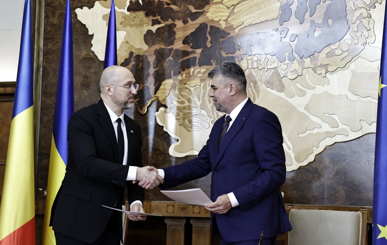 Denisz Smihal ukrán és Marcel Ciolacu román kormányfő három megállapodást kötött Bukarestben •  Fotó: Gov.ro