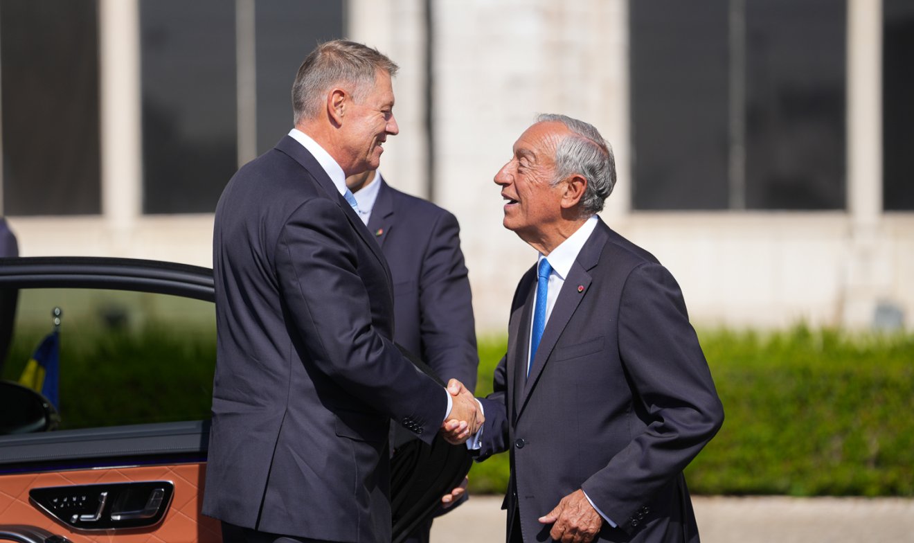 Klaus Iohannis államfő és portugál hivatali kollégája, Marcelo Rebelo de Sousa Lisszabonban •  Fotó: presidency.ro