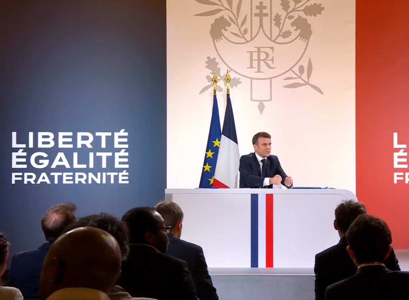A francia elnök jelezte, hogy Párizs biztonsági megállapodás véglegesítésén dolgozik Ukrajnával •  Fotó: Videófelvétel