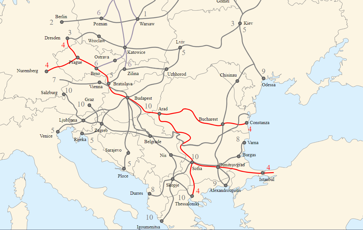 Pirossal a IV-es számú páneurópai közlekedési folyosó •  Fotó: Wikipédia/Gogo303