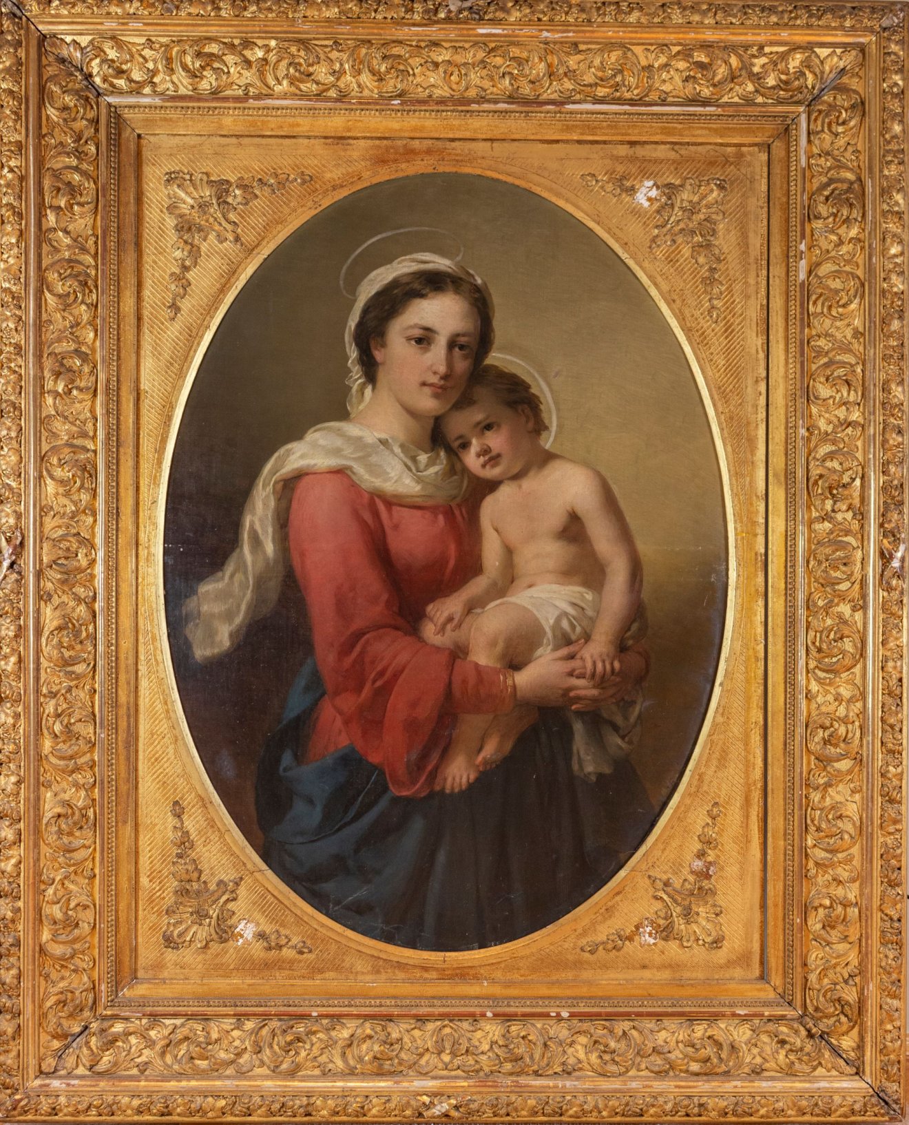 A Madonna a gyermek Jézussal című festmény keretestől együtt 175-ször 135 centiméteres, így nagy oltárképnek is beillene •  Fotó: Lakatos-Balla Attila