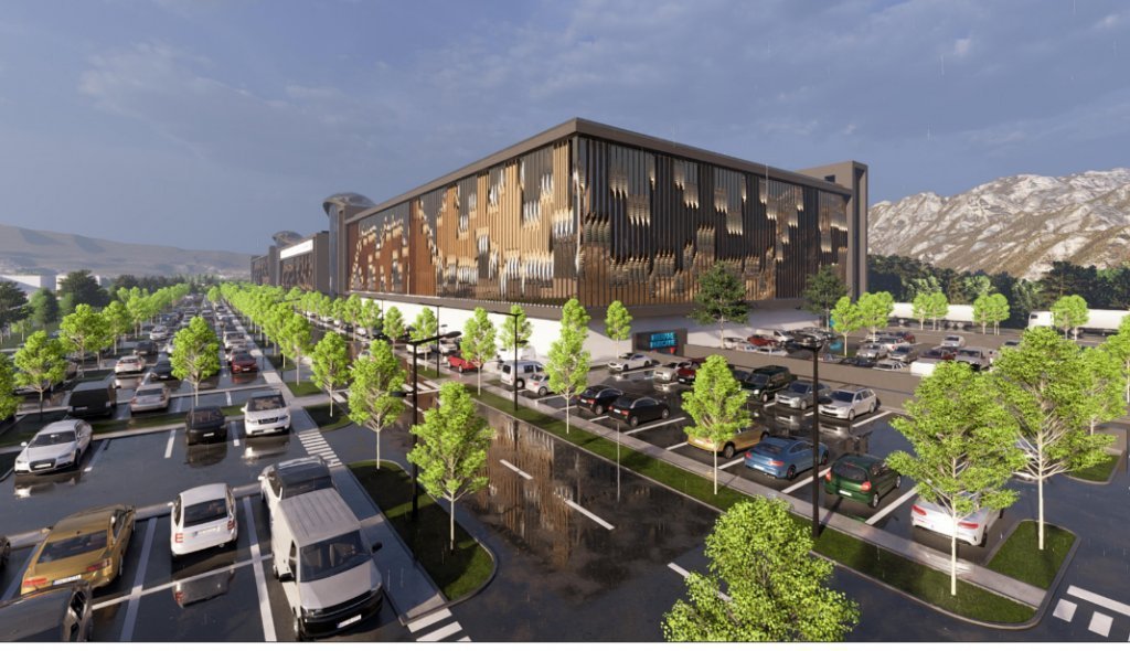 Pláza a „falu” szélén. A területrendezési szakbizottság az eredeti terveknél magasabb épületet javasolt •  Fotó: Látványterv/Archdesign