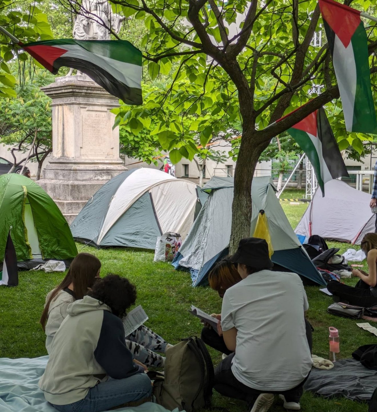 Megfizetnek. A hatóságok fejenként 500 lejes bírságot róttak ki az engedély nélküli demonstráció résztvevőire •  Fotó: Solidaritate România-Palestina