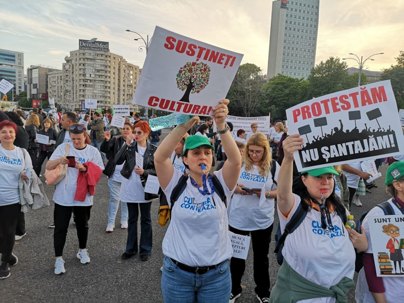 A tüntetők szerint a kulturális minisztérium és a kormány „megalázóan és diszkriminatív módon” bánik a múzeumi alkalmazottakkal •  Fotó: Facebook/Celia Iacob