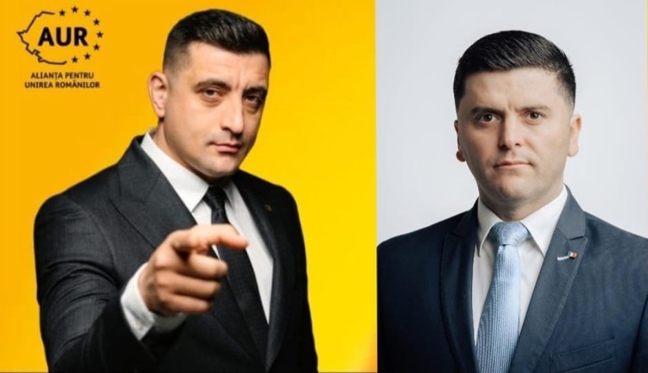 Zsák a foltját. A George Simion vezette AUR Szatmár megyében a liberális (PNL) Adrian Cozmát támogatja a választáson •  Fotó: AUR/Facebook
