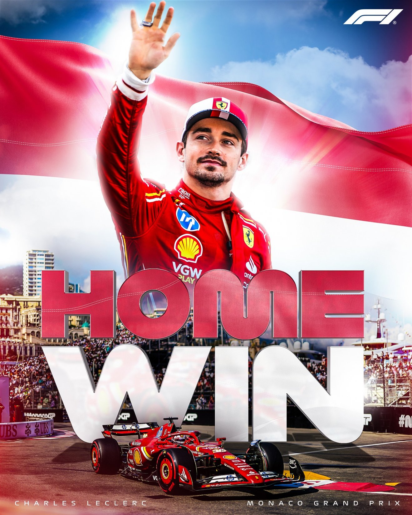 Leclerc karrierje során harmadszor indult az első helyről Monacóban, de most először tudott nyerni •  Fotó: Facebook/F1