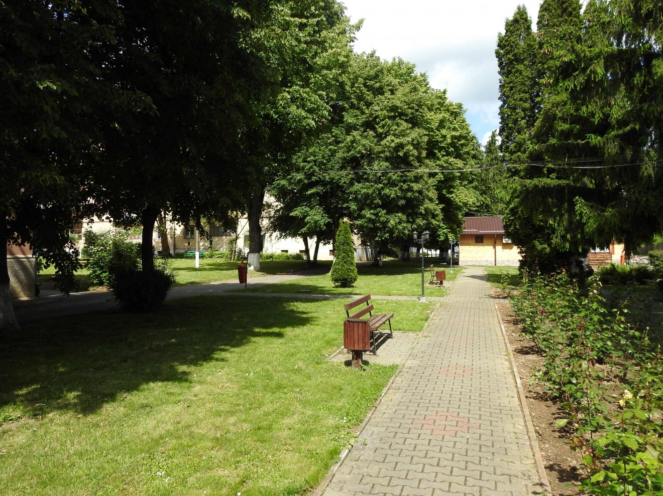 A Szováta irányába tartó főút melletti park Gyulakuta központjában •  Fotó: Makkay József