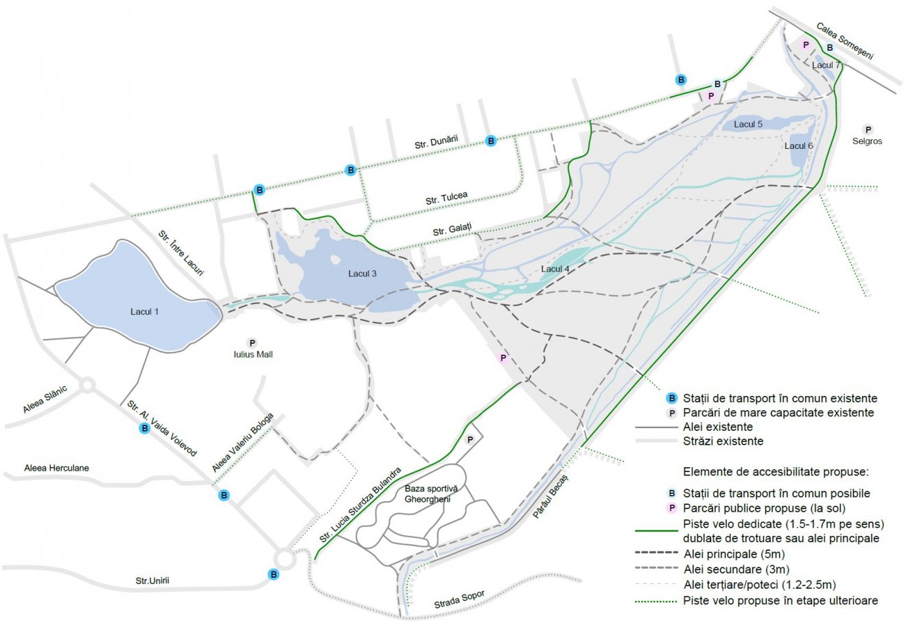 A térképen szürke háttérrel a Keleti park felújítandó területe •  Fotó: Facebook/Proiectul Parcul Est