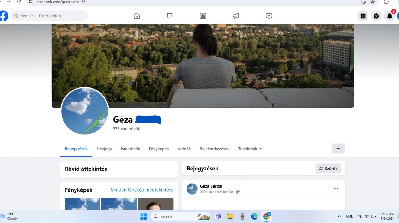 A gyermekpornográfiával gyanúsított kolozsvári S. Géza közösségi oldala •  Fotó: Facebook