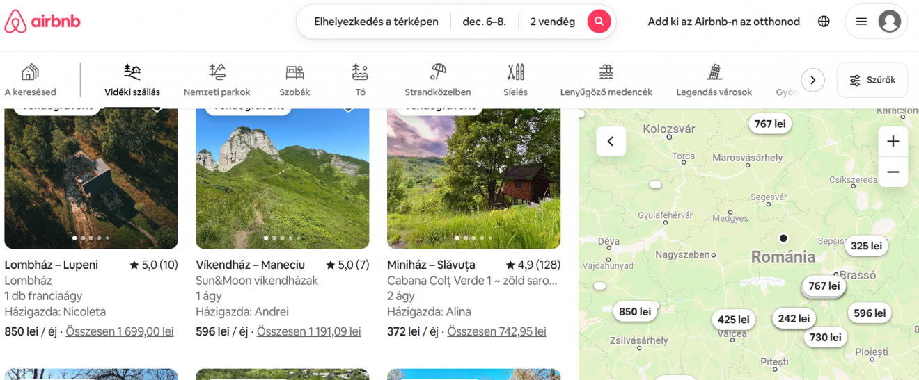 szállás, vidék, airbnb