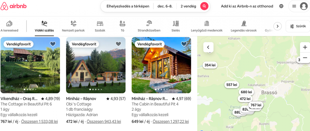 szállás, vidék, airbnb
