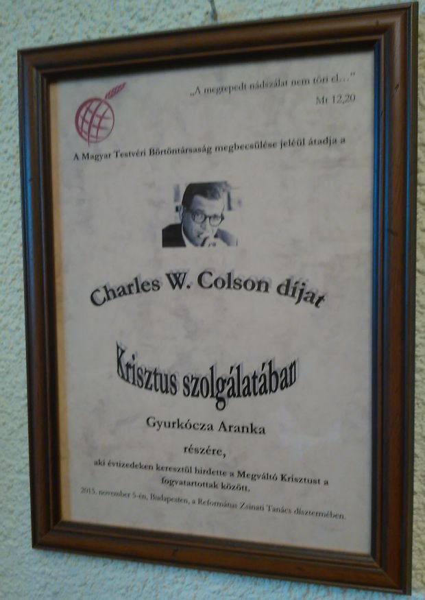 A Colson-díj a börtönpasztorációs tevékenység elismerése •  Fotó: Pataky Lehel Zsolt