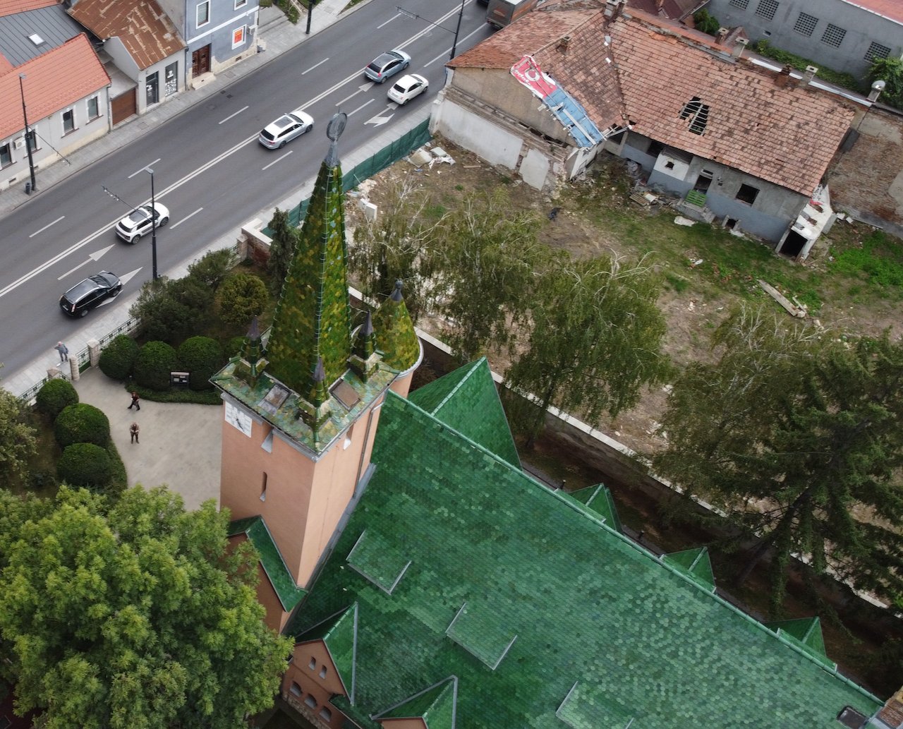 A 110 éves Kakasos templom drónfelvételről •  Fotó: Gazda Árpád