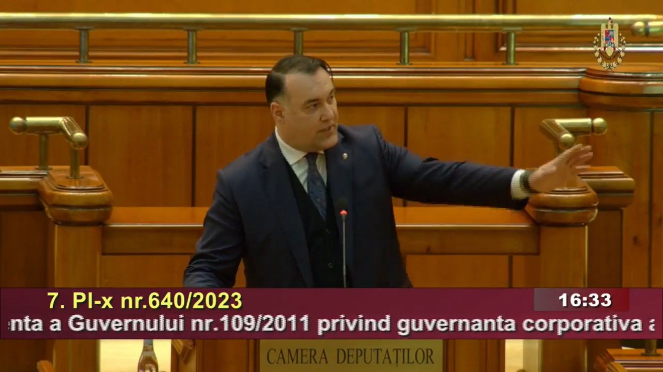 Andi Grosaru megkérdőjelezte a képviselőház üléseinek jogszerűségét •  Fotó: Képernyőmentés/parlament