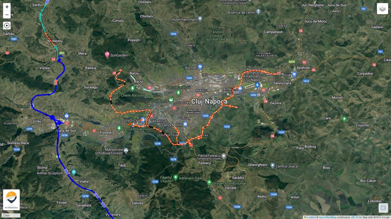 Kiradírozták. A tervezett körgyűrű útvonala •  Fotó: Facebook/Asociația Pro Infrastructură