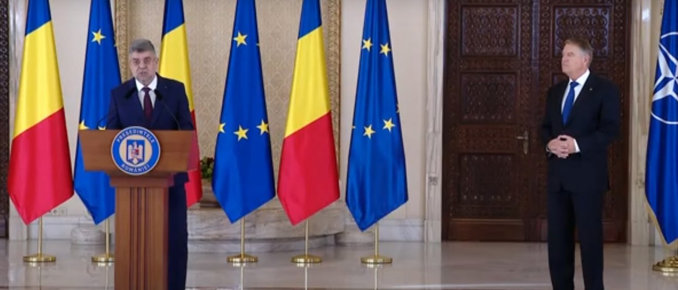 Újrázhat. Ismét Marcel Ciolacut bízta meg kormányalakítással Klaus Iohannis államfő •  Fotó: Videófelvétel