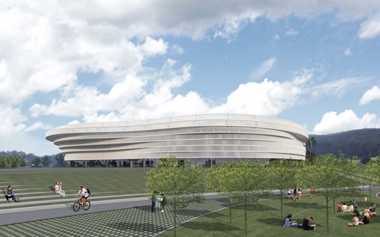 Az új brassói sportcsarnoknak 2025 őszéig kell elkészülnie (látványterv) •  Fotó: Brassói polgármesteri hivatal/látványterv
