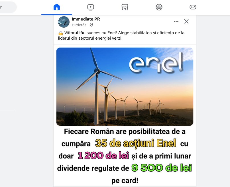 Energiaszolgáltatók nevét bedobva ajánlják a befektetési lehetőségeket, ám ezek átverések •  Fotó: Gazda Árpád / képernyőmentés