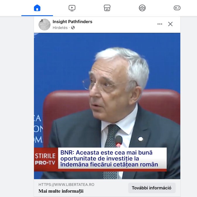 Mugur Isărescu jegybanki kormányzónak tulajdonított hamis kijelentéssel is operálnak a világháló szélhámosai •  Fotó: Gazda Árpád / képernyőmentés