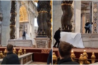 Román férfi randalírozott a vatikáni Szent Péter-bazilikában, az oltárra is felmászott