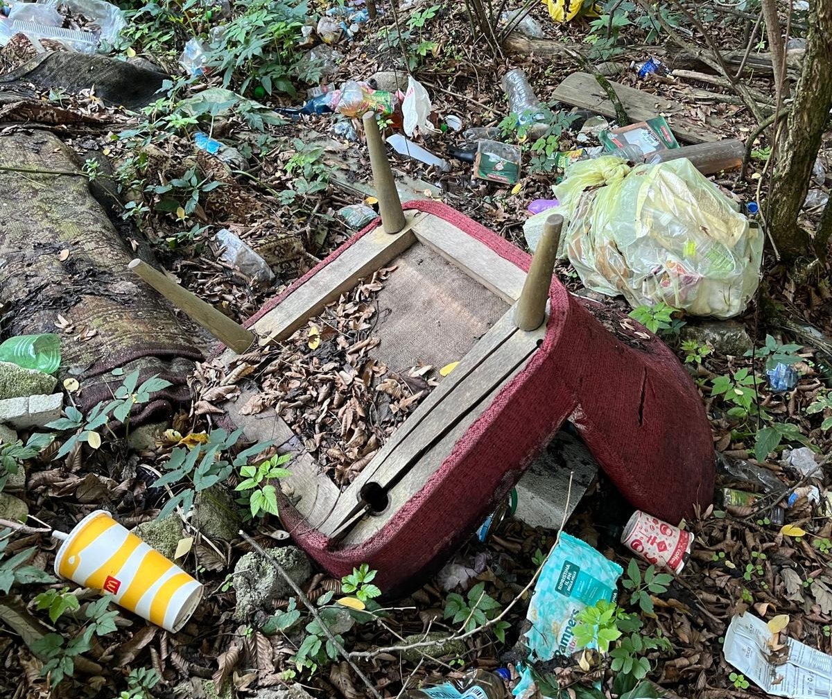 Egyesek a bútorokat is a természeti környezetbe dobják •  Fotó: Romsilva/Facebook