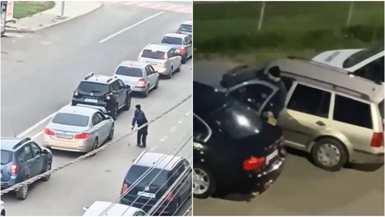 Botra támaszkodva koldult, majd autóba pattant egy férfi Brassóban