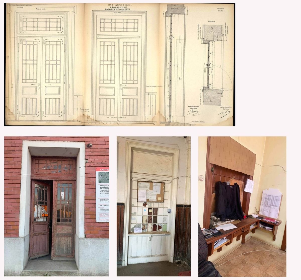 Bár avatatlan kezek „felújították”, a belencei állomás ablak- és ajtókeretei még a történelmi időket idézik &bullet;  Fotó: Cristian Oliviu Gaidos