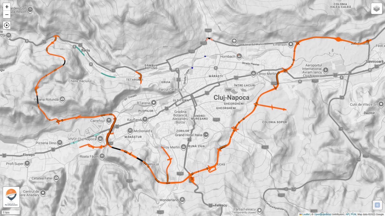 A kolozsvári körgyűrű második szakaszának nyomvonala &bullet;  Fotó: Facebook/Asociația Pro Infrastructură